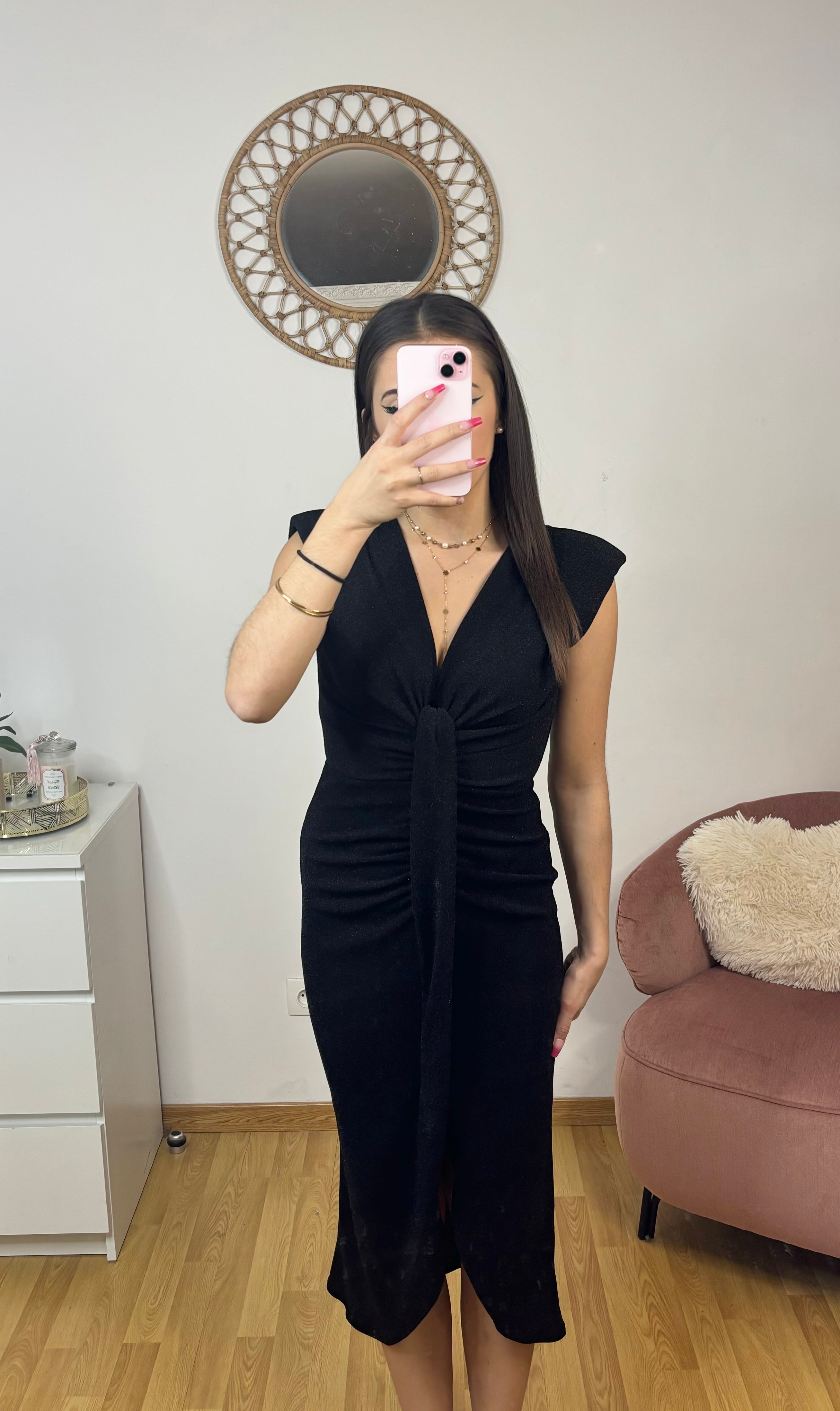 Robe longue pailleté noir