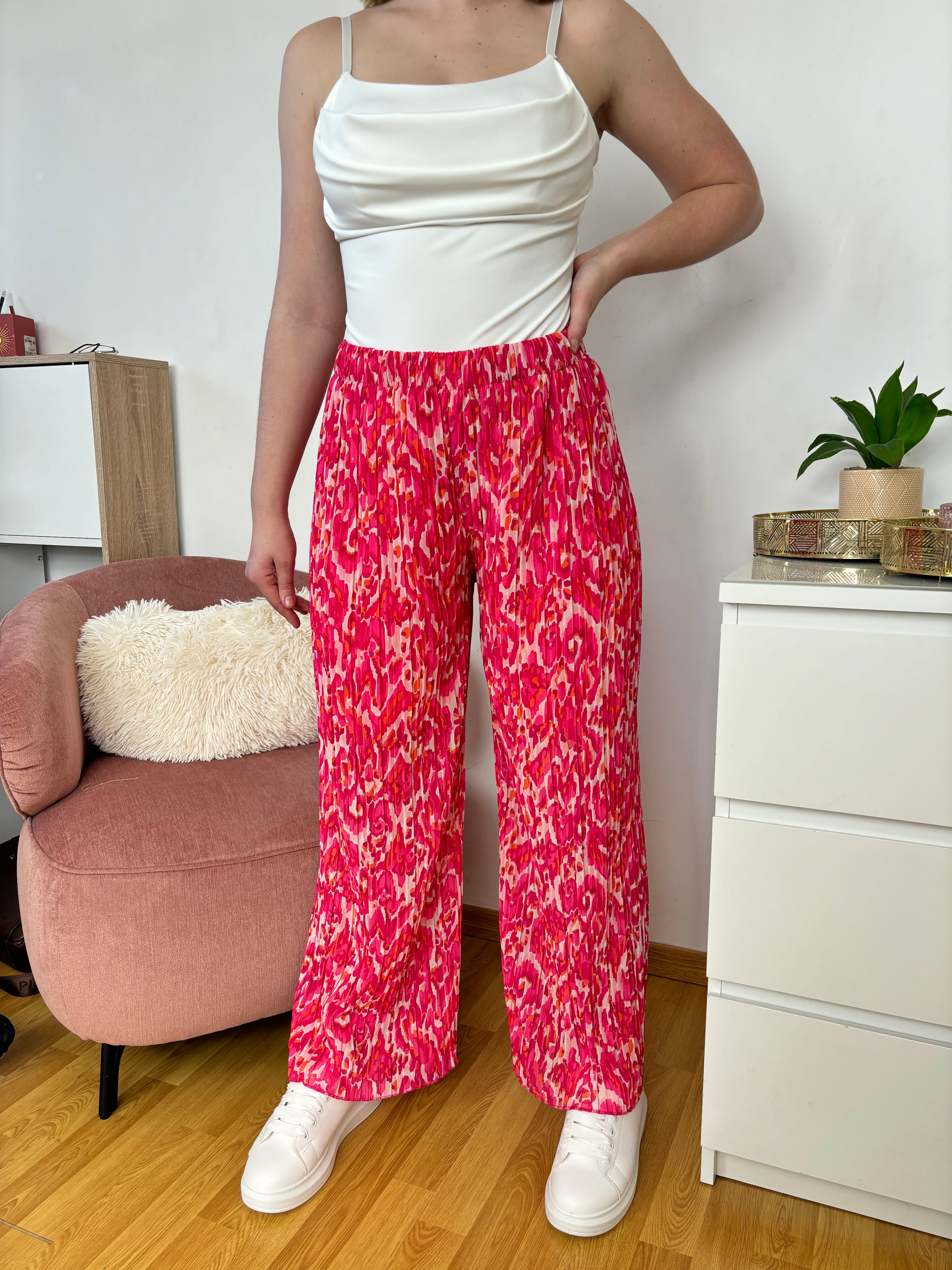 PANTALON PLISSÉ FUSHIA