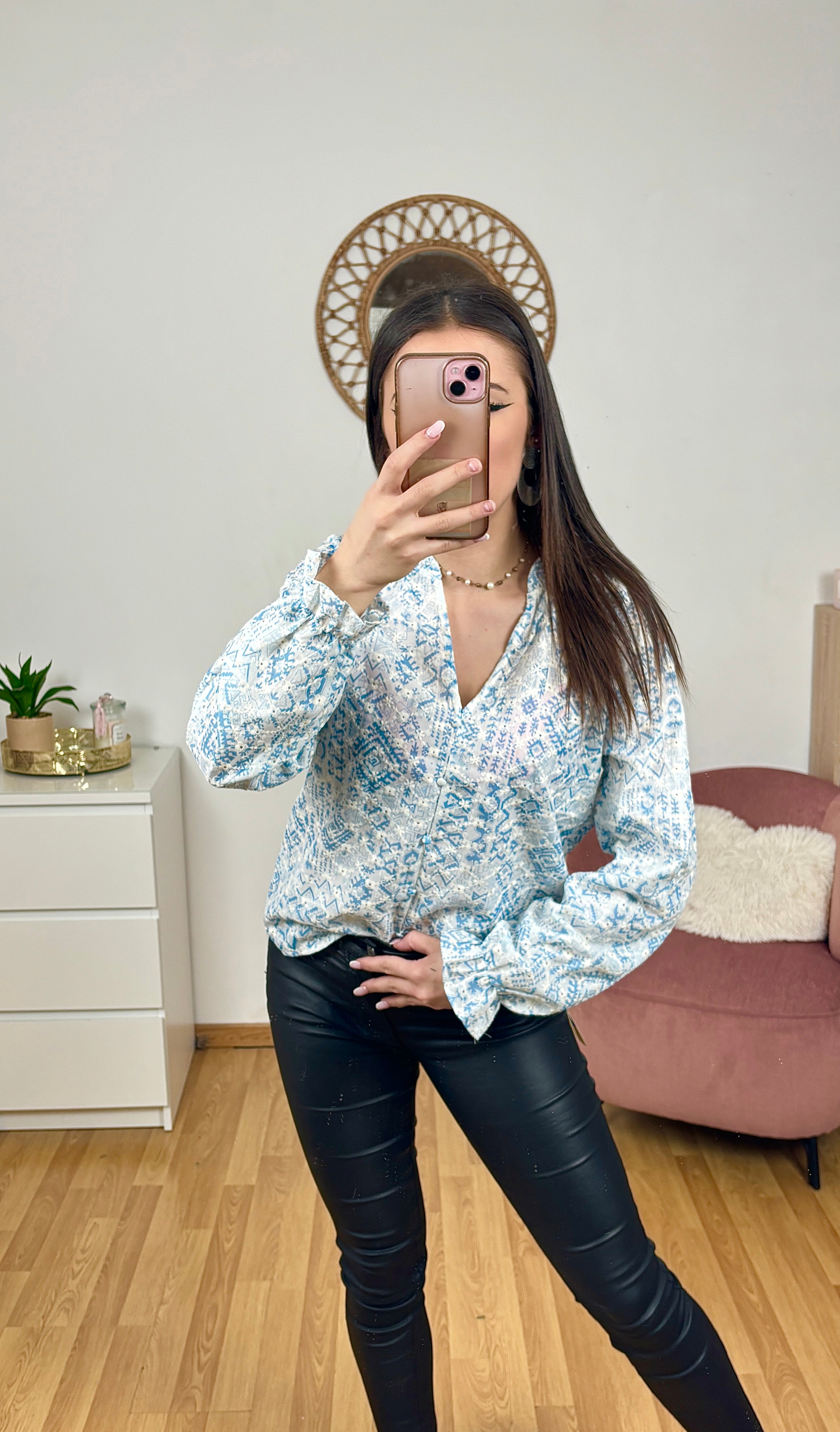 Chemise imprimée bleu “Léna”