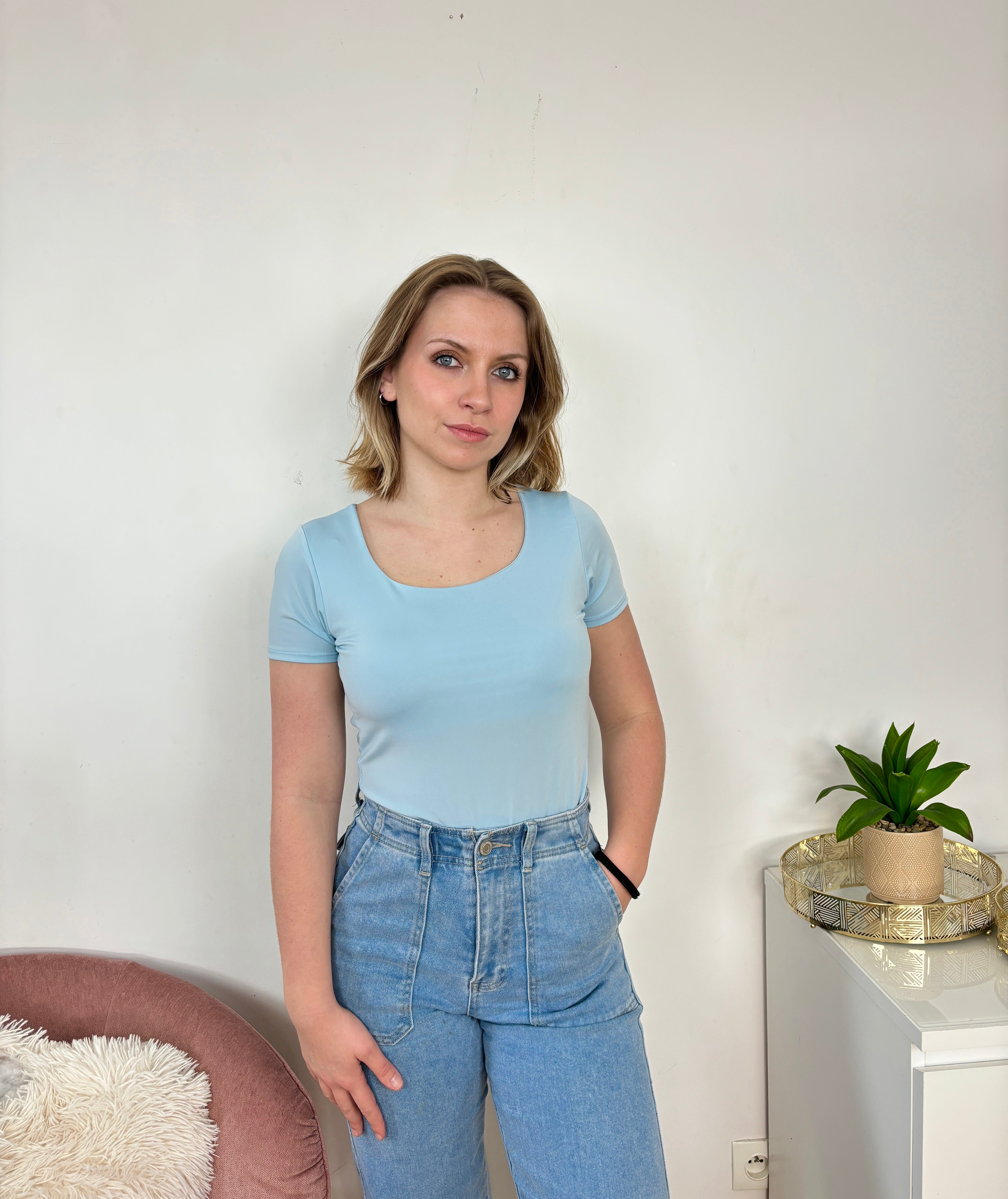 T-SHIRT YOGA BLEU CIEL