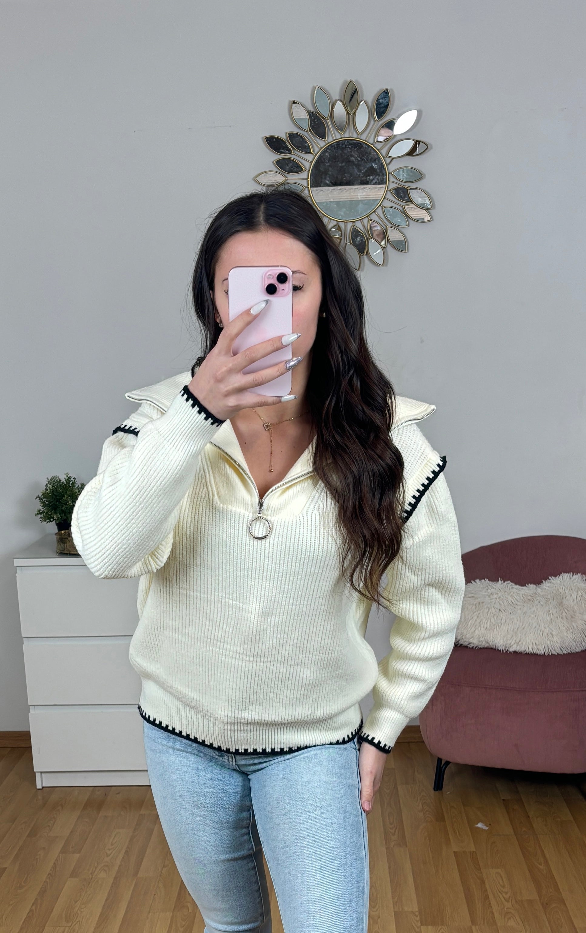PULL ZIP EVA ECRU