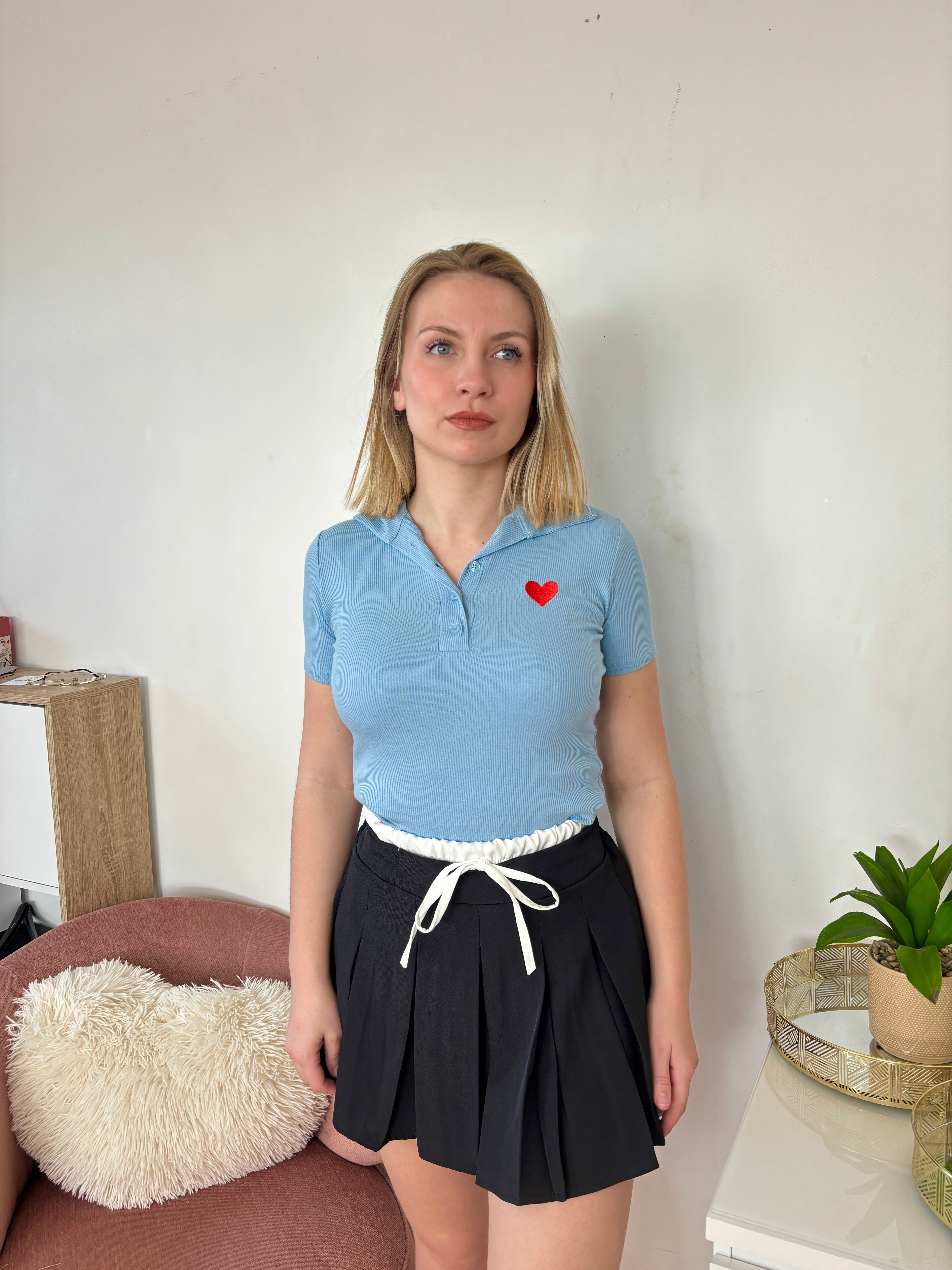 POLO COEUR BLEU CLAIR