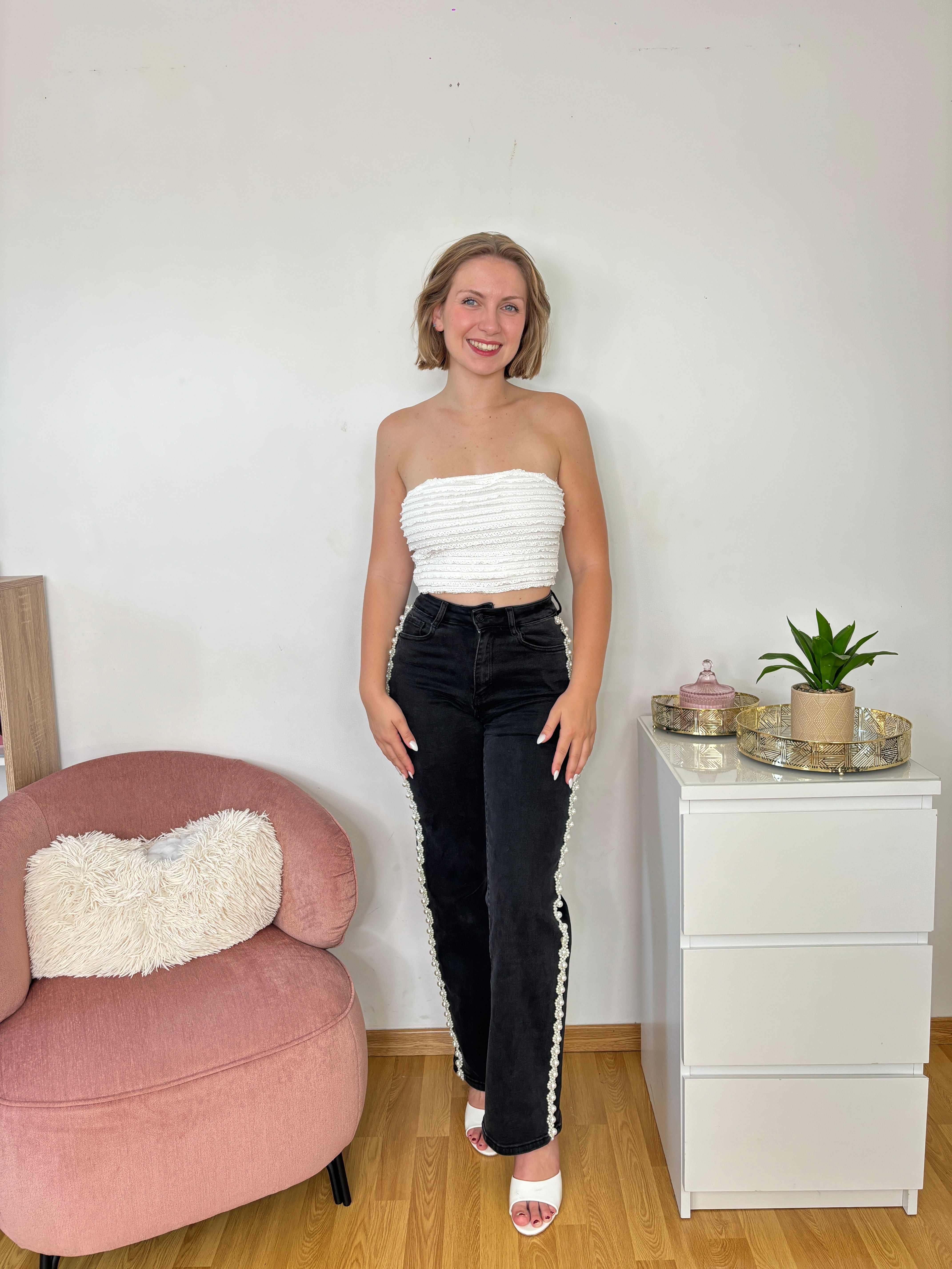 JEANS PERLE SANDRA NOIR