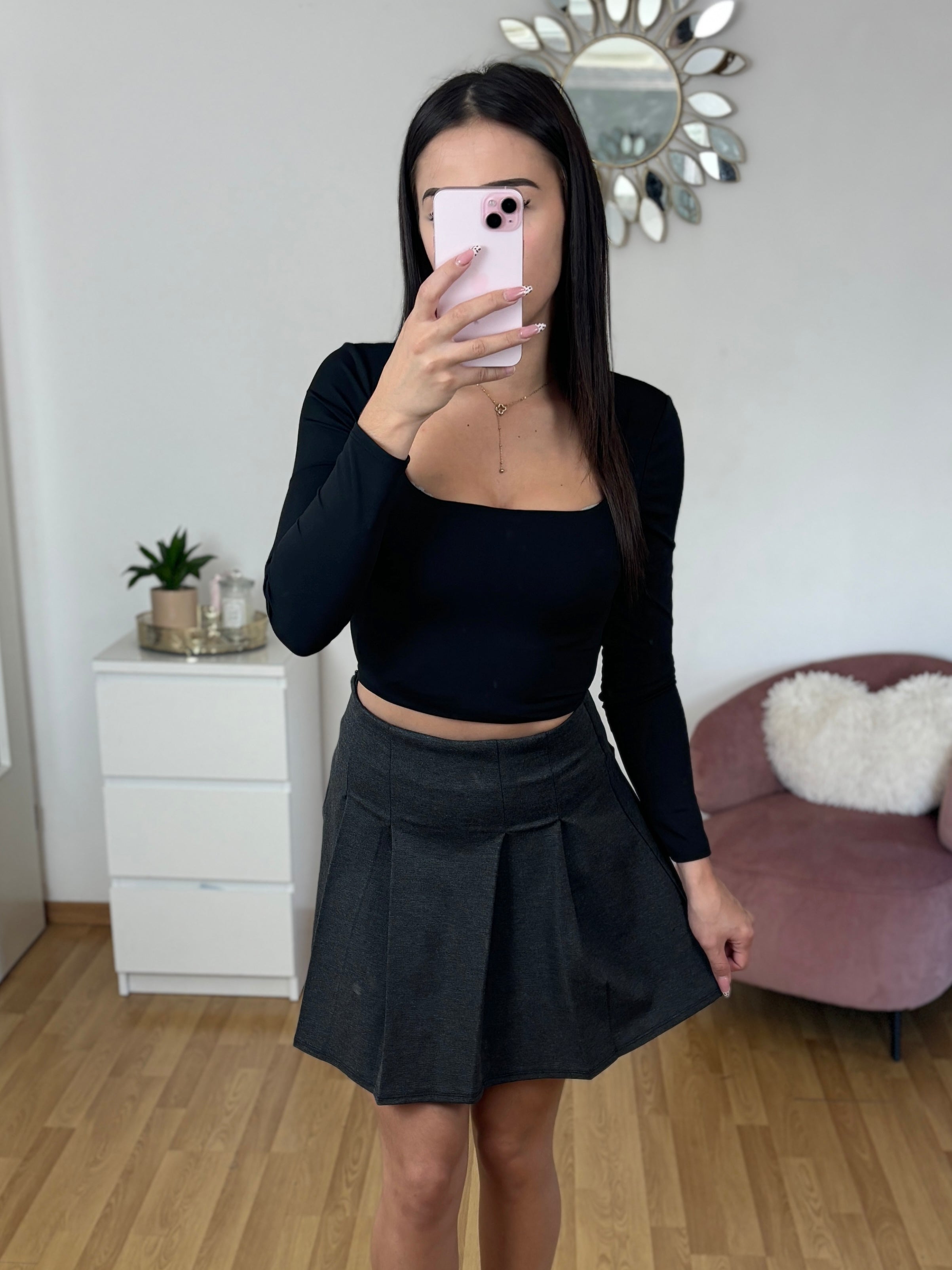 JUPE SHORT LILA GRIS