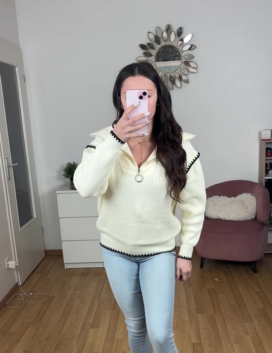 PULL ZIP EVA ECRU